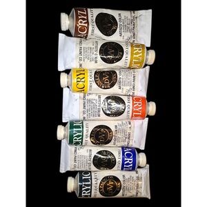 Da Vinci Acrylic Paint Lot 7 Tubes Artist Colors Mixed Set Used Bundle